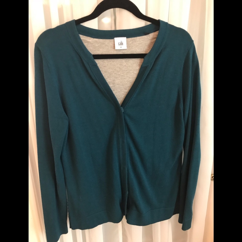 Cabi Ever Cardigan Long Sleeve Teal and Grey